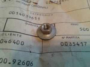 60800940 DADO SCODELLINO IMPIANTO FRENANTE ALFA 33 75 145 146 155 164 GTV SPIDER NUOVO ORIGINALE